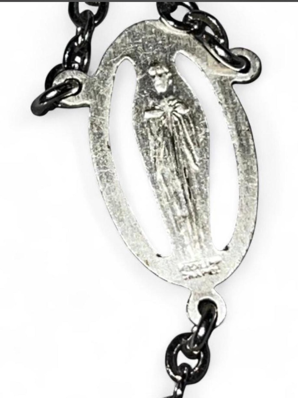 Vintage AB Iridescent Cut Crystal Bicone Silver Rosary Rosaries Necklace 30” - Picture 5 of 13